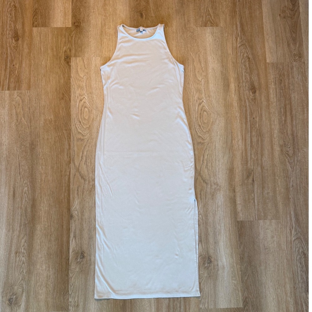 Gianni Bini Light Mint Green/Sage Ribbed Sleeveless Side Slit Maxi Dress Small